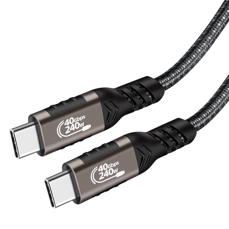 Qgeem QG01 Type-C to Type-C USB4 PD Data Kablosu 240W 40Gbps 8K@60Hz 0.2 Metre Siyah