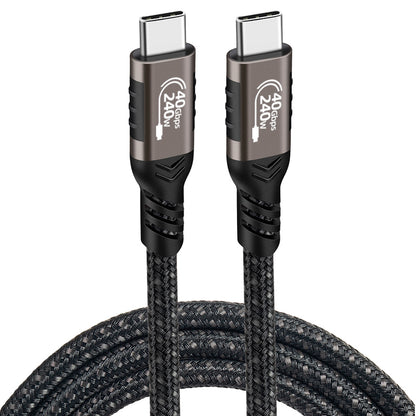 Qgeem QG01 Type-C to Type-C USB4 PD Data Kablosu 240W 40Gbps 8K@60Hz 1.5 Metre Siyah