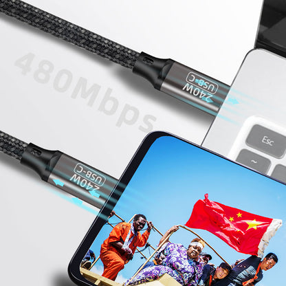 Qgeem QG02 Type-C to Type-C PD3.1 Data Kablosu 240W 480Mbps 0.5 Metre Siyah