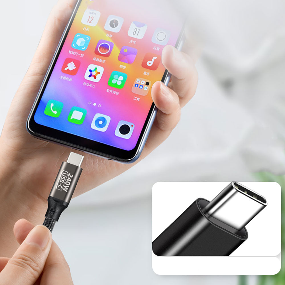 Qgeem QG02 Type-C to Type-C PD3.1 Data Kablosu 240W 480Mbps 3 Metre Siyah