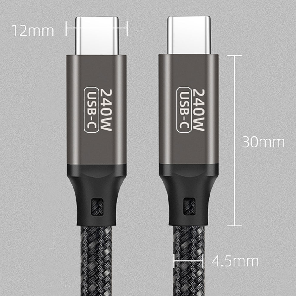 Qgeem QG02 Type-C to Type-C PD3.1 Data Kablosu 240W 480Mbps 3 Metre Siyah