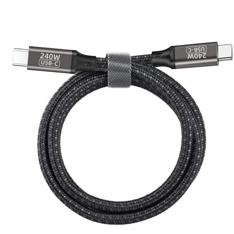 Qgeem QG02 Type-C to Type-C PD3.1 Data Kablosu 240W 480Mbps 3 Metre Siyah