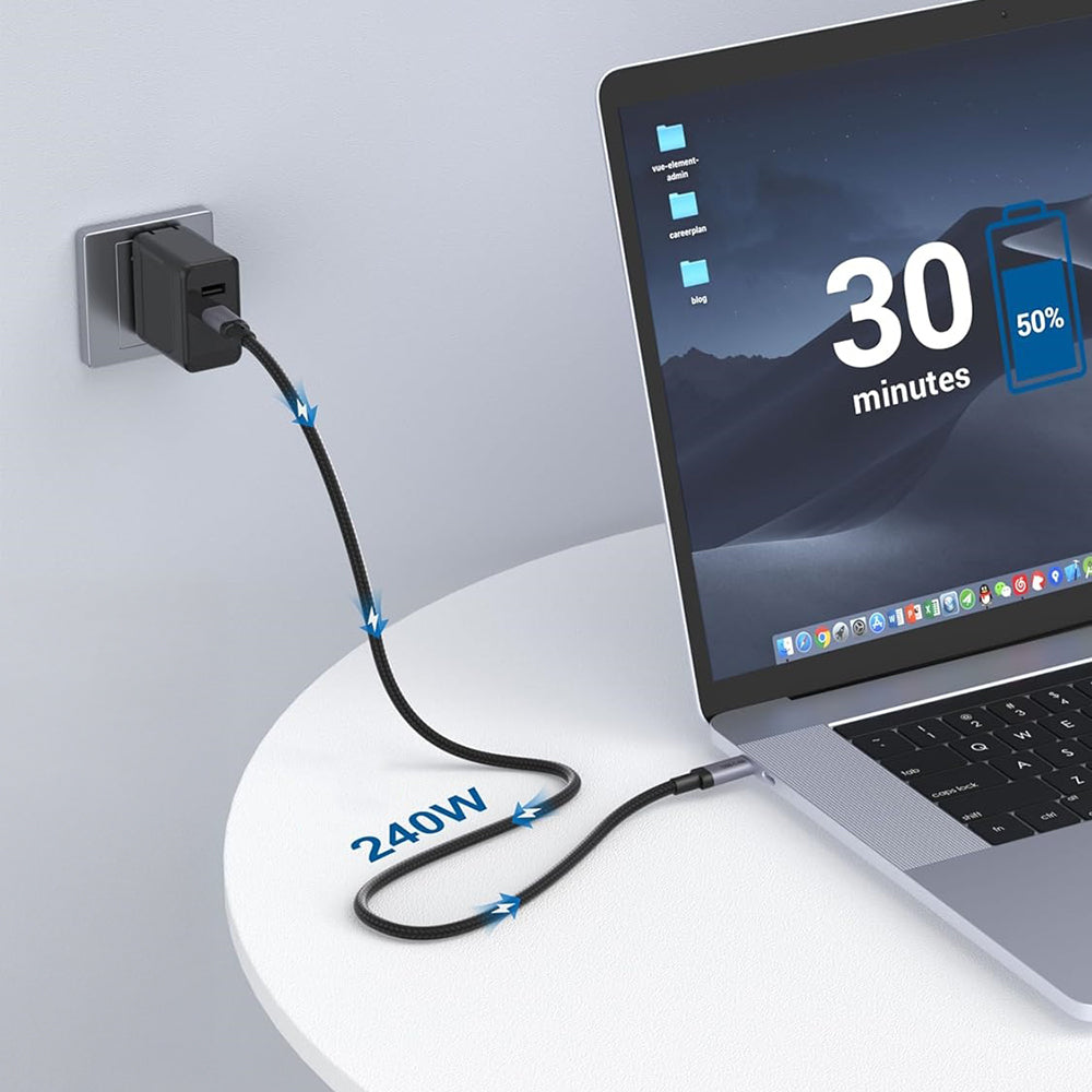 Qgeem QG03 Type-C to Type-C PD 40G 8K@60Hz Data Kablosu 240W 2M Gri