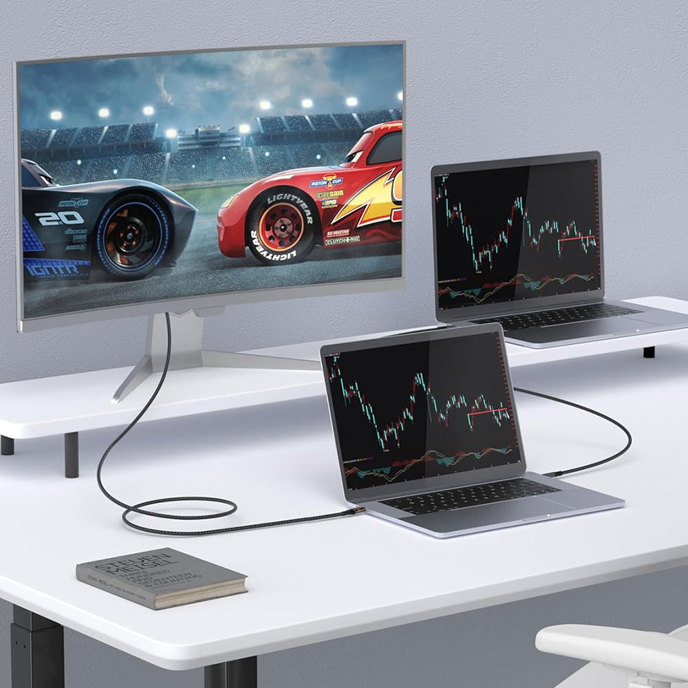 Qgeem QG04 Dijital LED Göstergeli Type-C to Type-C PD 40G 8K@60Hz Data Kablosu 240W 1M Siyah