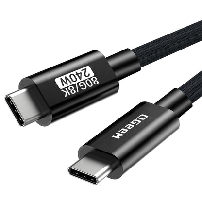 Qgeem QG05 Type-C to Type-C USB5 PD Data Kablosu 240W 80Gbps 8K@60Hz 1.2 Metre Siyah