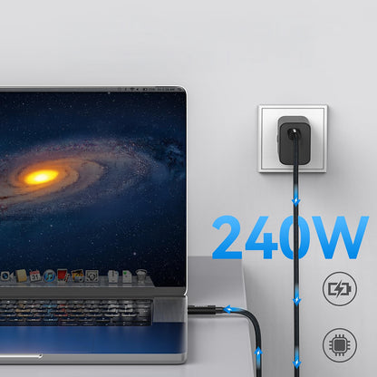 Qgeem QG05 Type-C to Type-C USB5 PD Data Kablosu 240W 80Gbps 8K@60Hz 1.2 Metre Siyah