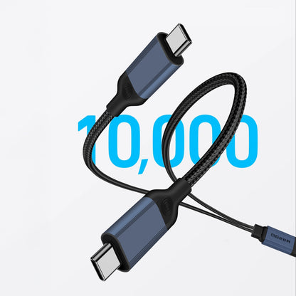 Qgeem Type-C to Type-C 2in1 Data Kablosu 140W 480Mbps 1.2M Siyah