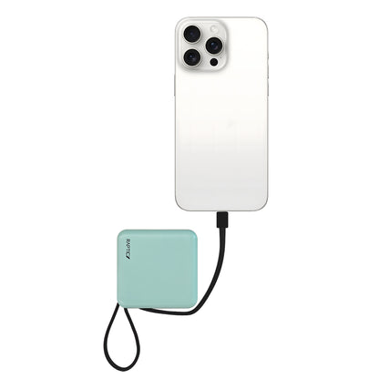 Raptic Lightning ve Type-C Kablolu Dijital LED Göstergeli Askılı Powerbank 5000mAh Kompakt ve Taşınabilir Tasarım Pembe