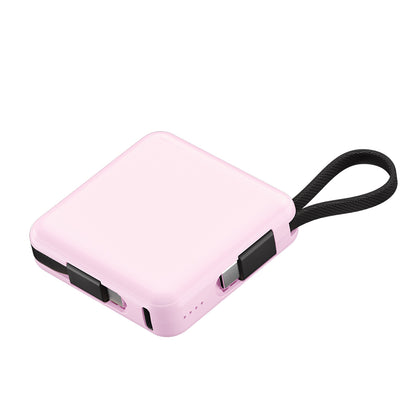 Raptic Lightning ve Type-C Kablolu Dijital LED Göstergeli Askılı Powerbank 5000mAh Kompakt ve Taşınabilir Tasarım Yeşil