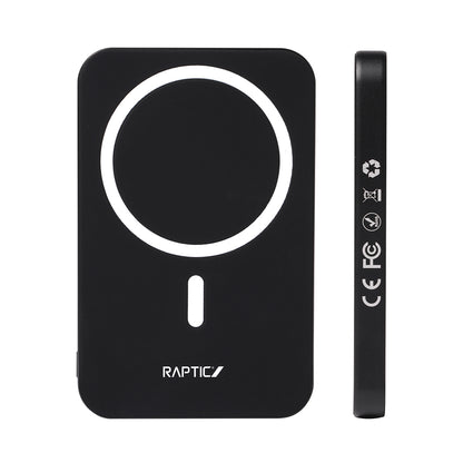 Raptic S4 Aramid-Skin M-safe Şarj Özellikli Ultra İnce 600D Powerbank 15W 5000mAh Siyah