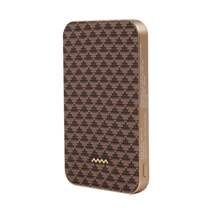 Raptic S4 Aramid-Skin M-safe Şarj Özellikli Ultra İnce Powerbank 15W 5000mAh Kahverengi