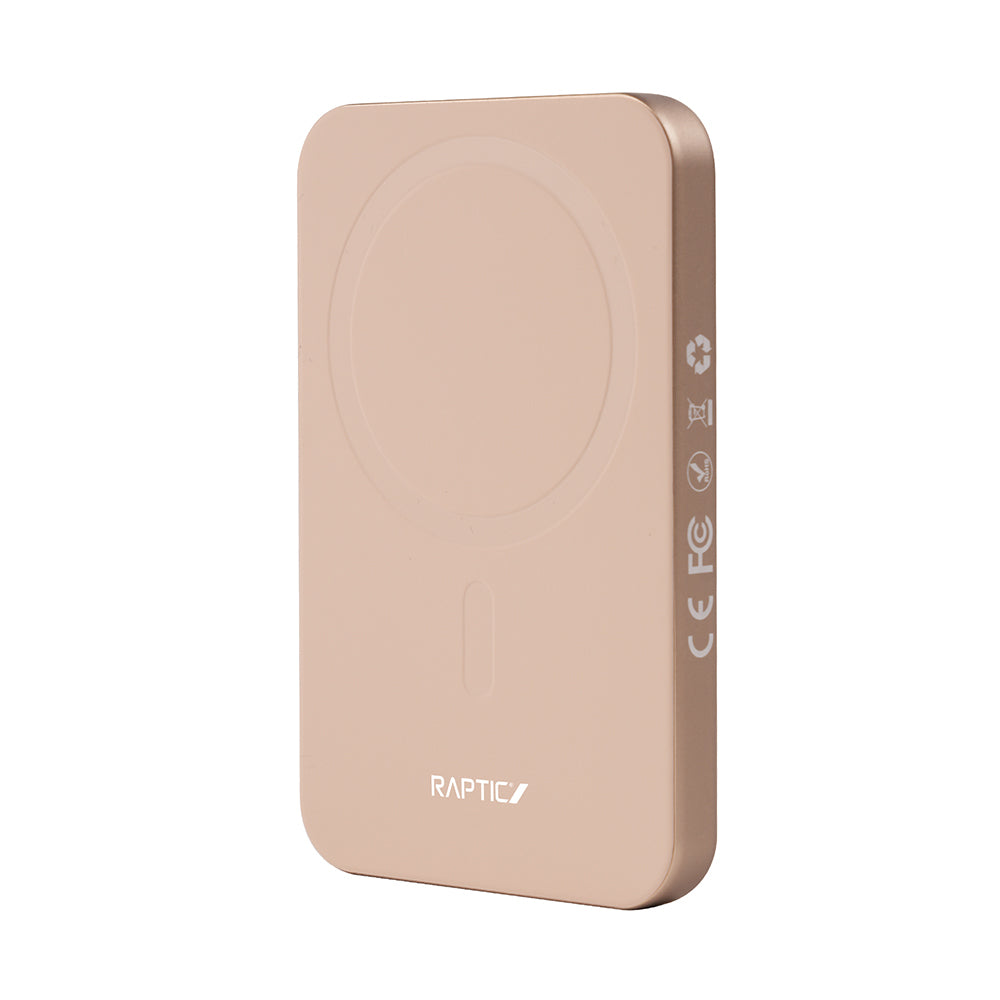 Raptic S4 Aramid-Skin M-safe Şarj Özellikli Ultra İnce Powerbank 15W 5000mAh Kahverengi