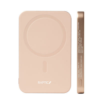 Raptic S4 Aramid-Skin M-safe Şarj Özellikli Ultra İnce Powerbank 15W 5000mAh Kahverengi