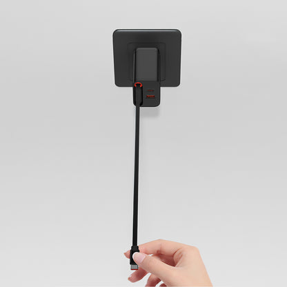 Recci RC103E GaN Teknolojili Hızlı Şarj Başlığı USB-A to Type-C PD 67W Type-C Kablolu Şarj Seti Siyah