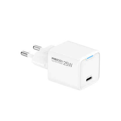 Recci RC106E GaN Teknolojili Hızlı Şarj Başlığı Type-C to Type-C PD 25W Kablolu Şarj Seti Beyaz
