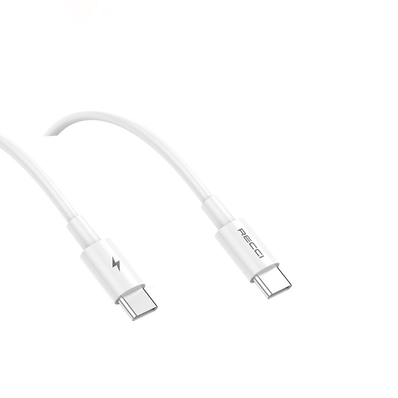 Recci RC106E GaN Teknolojili Hızlı Şarj Başlığı Type-C to Type-C PD 25W Kablolu Şarj Seti Beyaz