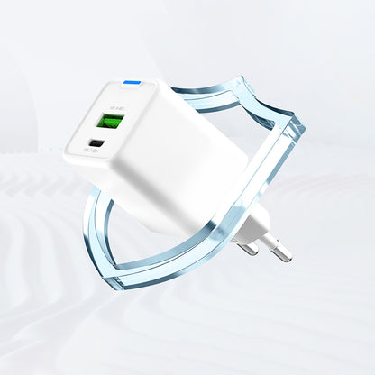 Recci RC107E Type-C PD & USB-A GaN Teknolojili Hızlı Şarj Başlığı 30W Beyaz