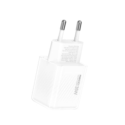 Recci RC83E Type-C PD & USB-A GaN Teknolojili QC3.0 Hızlı Şarj Başlığı 35W Beyaz