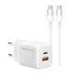 Recci RC83ECC GaN Teknolojili Hızlı Şarj Başlığı USB-A to Type-C PD 35W Kablolu Şarj Seti