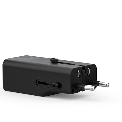 Recci RCG-P07 Çoklu Universal US/UK/EU/AU Uyumlu Şarj Adaptörü 30W Siyah