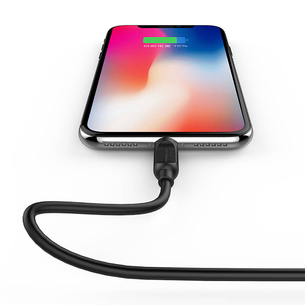 Recci RCL-P100 City of Sky Serisi Lightning to USB-A Data ve Şarj Kablosu 1M Siyah