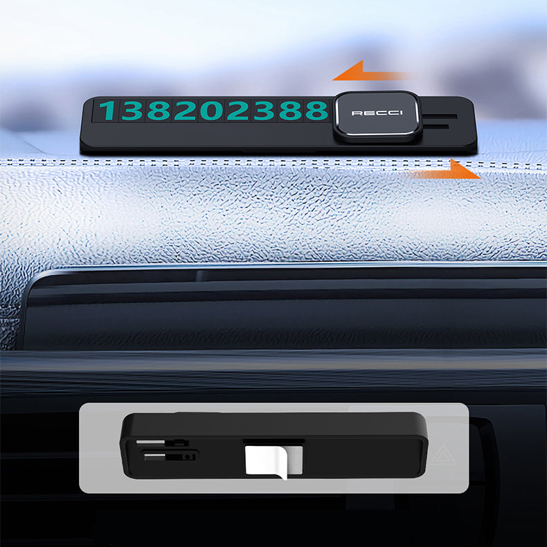 Recci RCS-C03 Gece Görülebilir ve Gizlenebilir Numara Özellikli Araç Park Numaratörü Siyah