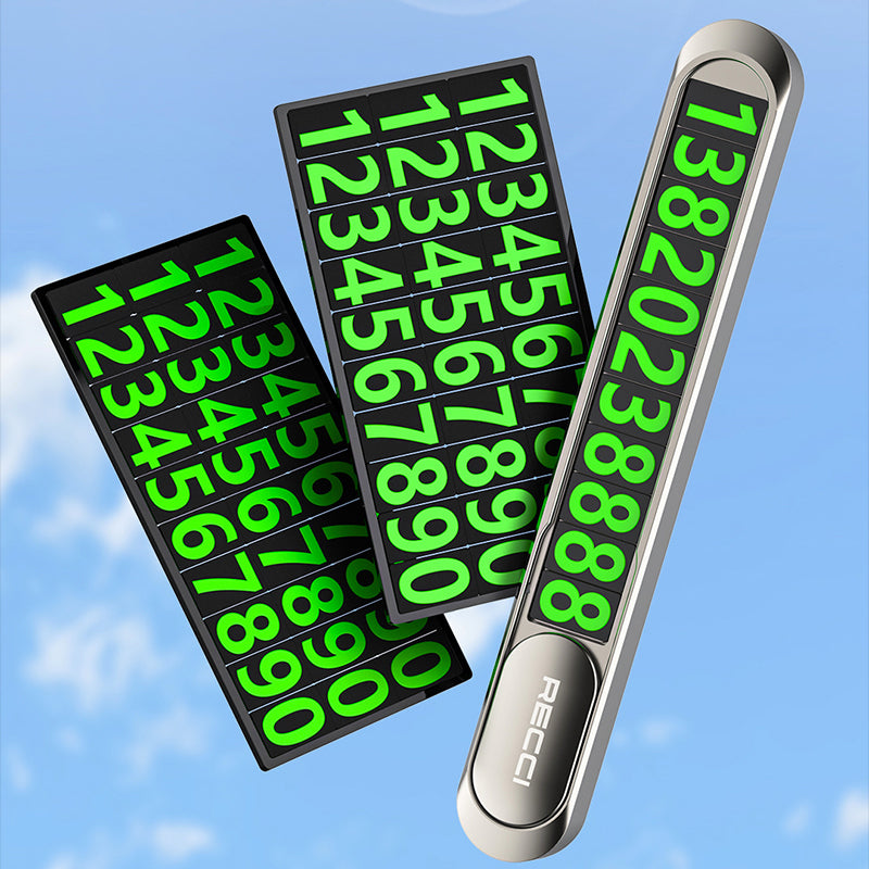 Recci RCS-C06 Plating Kaplama Yüzey Gece Görülebilir ve Gizlenebilir Numara Özellikli Araç Park Numaratörü Gri