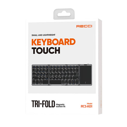 Recci RCS-K01 Katlanabilir Kablosuz Multifonksiyonel Touchpad Klavye Gri