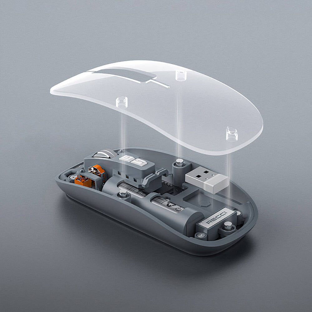 Recci RCS-M01 Space Capsule Serisi Multimod Kablosuz Şeffaf Tasarım Mouse Gri