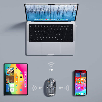 Recci RCS-M01 Space Capsule Serisi Multimod Kablosuz Şeffaf Tasarım Mouse Gri