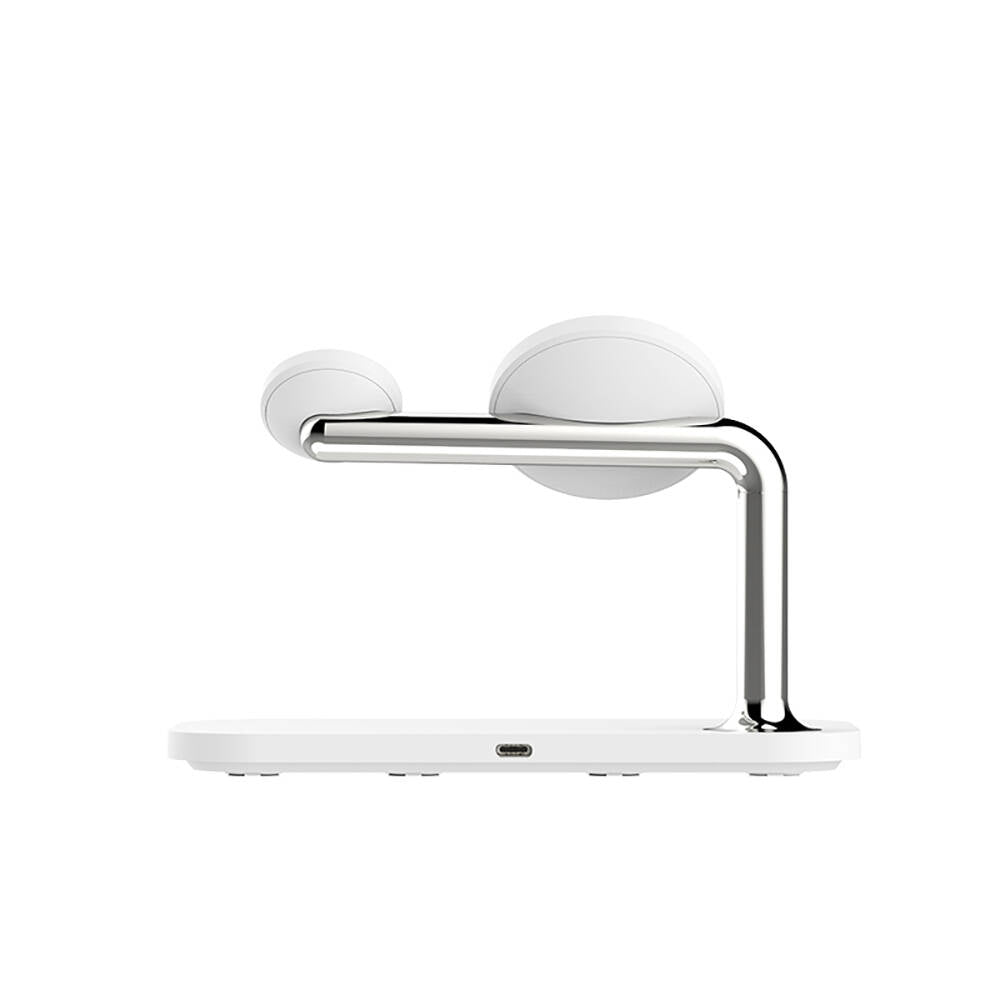 Recci RCW-20 Prestige Serisi 3in1 M-safe 15W Hızlı Şarj Özellikli Magnetik Kablosuz Şarj Standı Beyaz