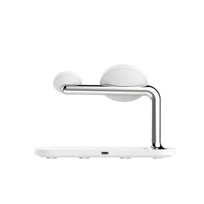 Recci RCW-20 Prestige Serisi 3in1 M-safe 15W Hızlı Şarj Özellikli Magnetik Kablosuz Şarj Standı Beyaz