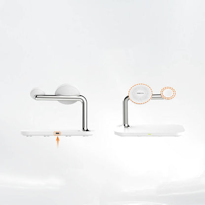 Recci RCW-20 Prestige Serisi 3in1 M-safe 15W Hızlı Şarj Özellikli Magnetik Kablosuz Şarj Standı Beyaz