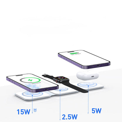 Recci RCW-36 3in1 Katlanabilir Magnetik Kablosuz Şarj Standı Beyaz