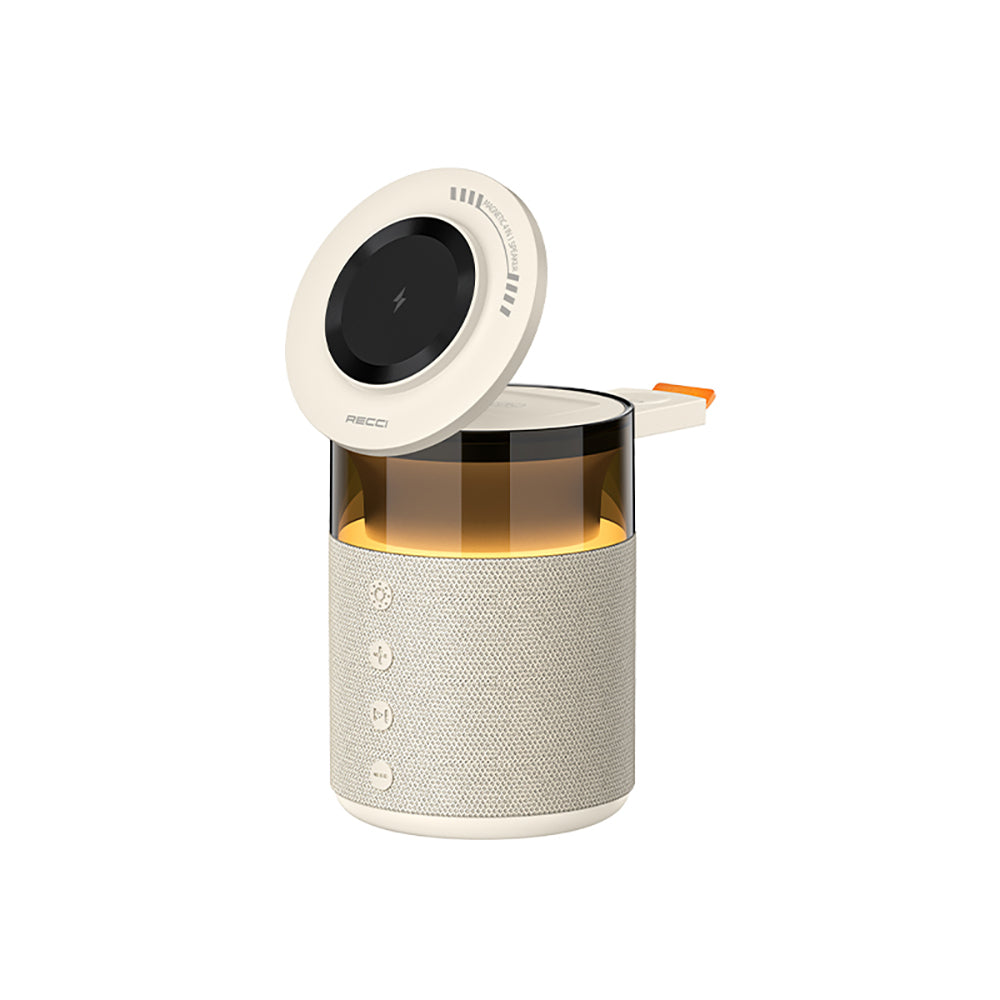 Recci RCW-51 Kablosuz Şarj Standı Ambiyans Işıklı Bluetooth Speaker Hoparlör Özellikli Siyah
