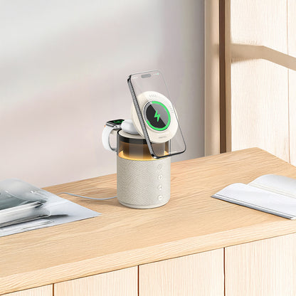 Recci RCW-51 Kablosuz Şarj Standı Ambiyans Işıklı Bluetooth Speaker Hoparlör Özellikli Siyah