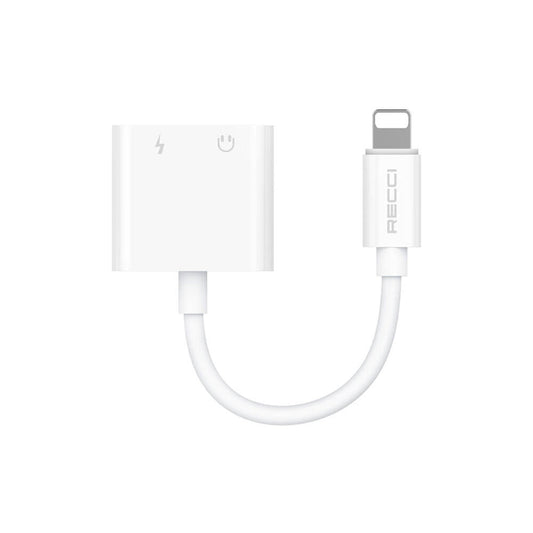 Recci RDS-A01 Lightning 2in1 Şarj ve Ses Adaptörü Beyaz