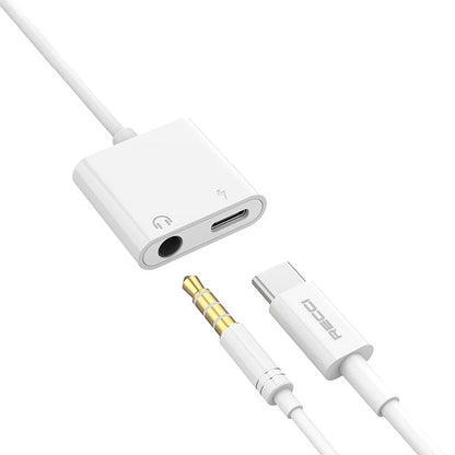 Recci RDS-A08 Type-C PD 3.0 2in1 Şarj ve Ses Adaptörü Beyaz