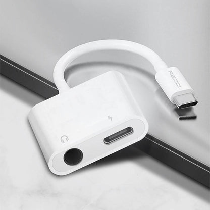 Recci RDS-A08 Type-C PD 3.0 2in1 Şarj ve Ses Adaptörü Beyaz