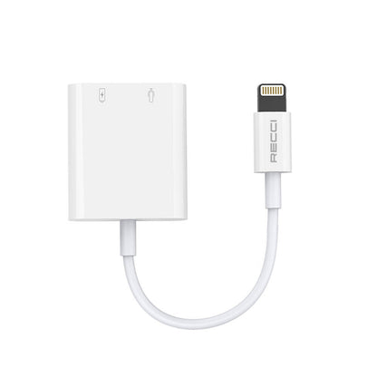 Recci RDS-A10 Lightning PD3.0 2in1 Şarj ve Ses Adaptörü Beyaz