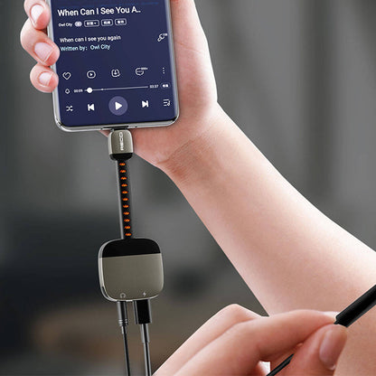 Recci RDS-A13 Type-C 2in1 Şarj ve Ses Adaptörü Siyah