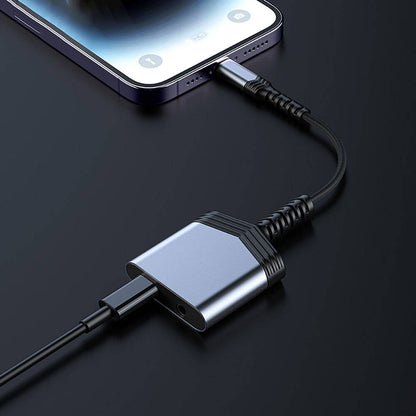 Recci RDS-A17 Lightning 2in1 Şarj ve Ses Adaptörü Gri