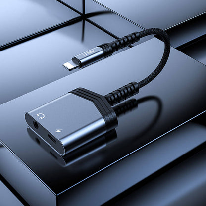 Recci RDS-A17 Lightning 2in1 Şarj ve Ses Adaptörü Gri