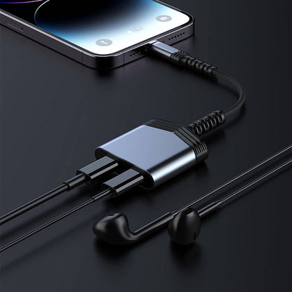 Recci RDS-A18 Lightning 2in1 Şarj ve Ses Adaptörü Gri