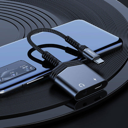Recci RDS-A19 Type-C PD 2in1 Şarj ve Ses Adaptörü Gri