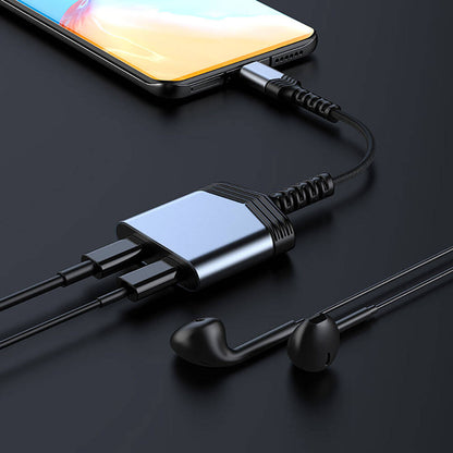 Recci RDS-A20 Type-C PD60W 2in1 Şarj ve Ses Adaptörü Gri