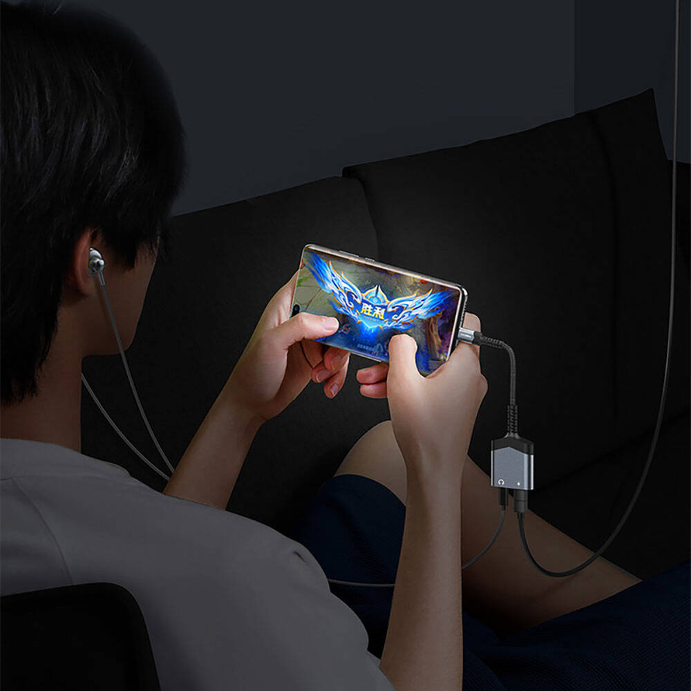 Recci RDS-A20 Type-C PD60W 2in1 Şarj ve Ses Adaptörü Gri