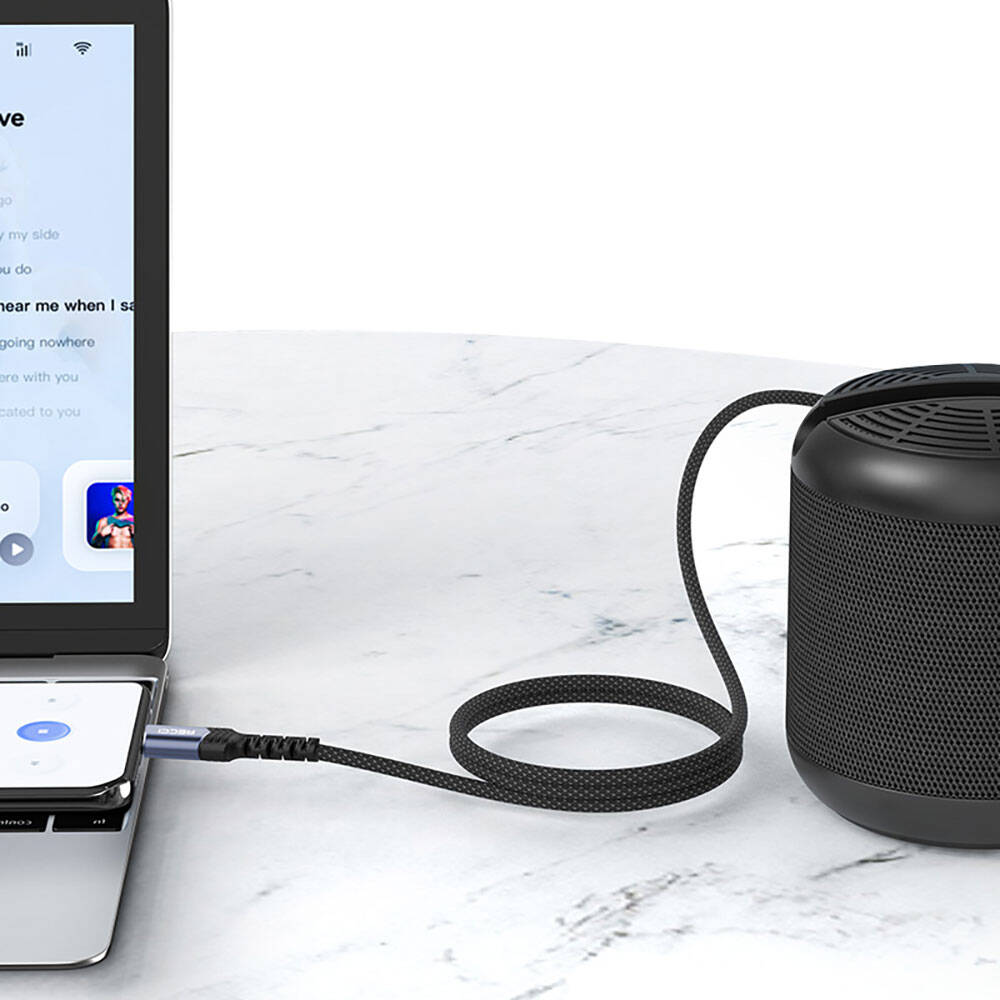 Recci RDS-A26 Lightning to 3.5mm AUX Audio Kablo Gri