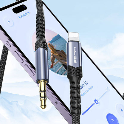 Recci RDS-A26 Lightning to 3.5mm AUX Audio Kablo Gri