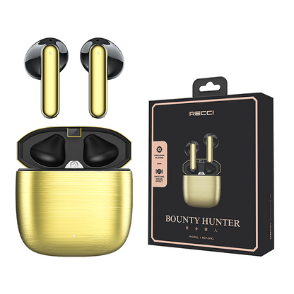 Recci REP-W42 Bounty Hunter Serisi TWS Kulak İçi Bluetooth v5.2 Kulaklık Gold